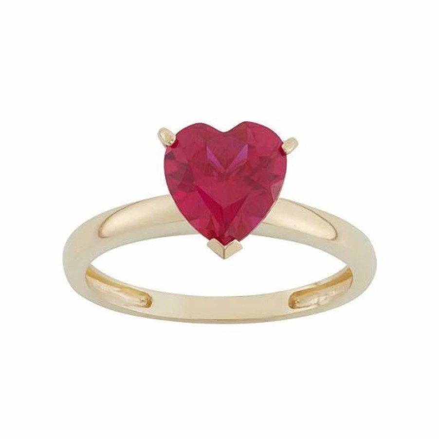 * Designs By Gioelli Lab-Created Ruby 10K Gold Heart Ring | Jewelry