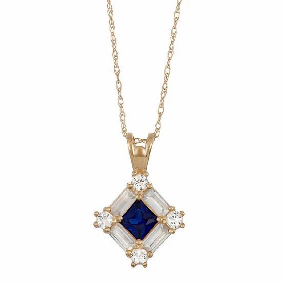 * Designs By Gioelli 10K Gold Lab-Created Blue & White Sapphire Pendant Necklace | Jewelry