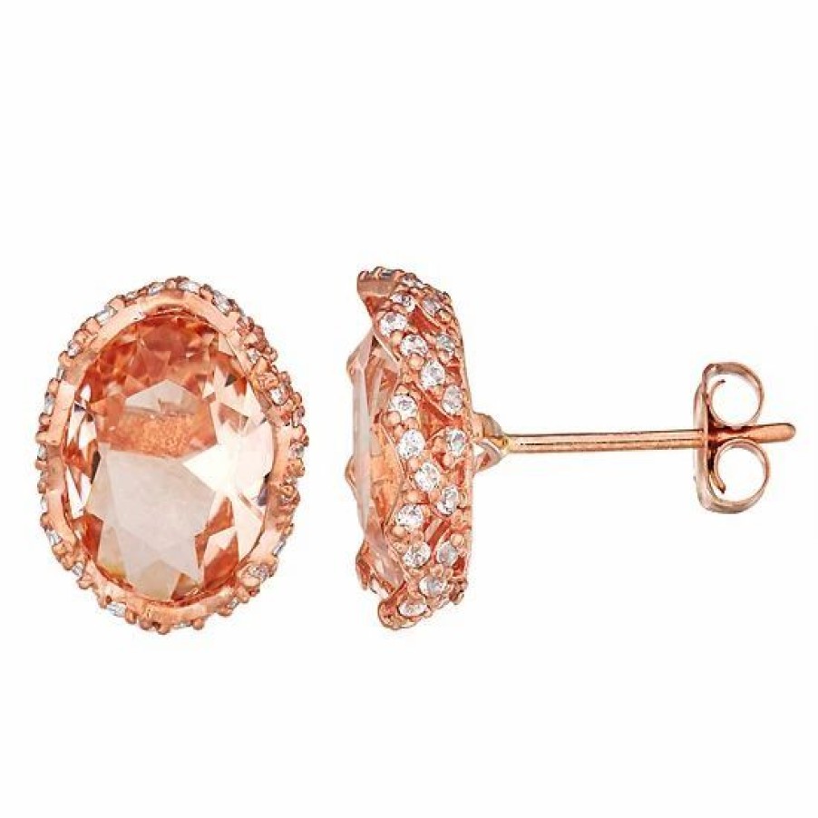 * Designs By Gioelli 10K Rose Gold Simulated Morganite & Lab-Created White Sapphire Earrings | Jewelry