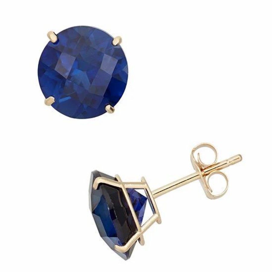 * Designs By Gioelli Lab-Created Sapphire 10K Gold Stud Earrings | Jewelry