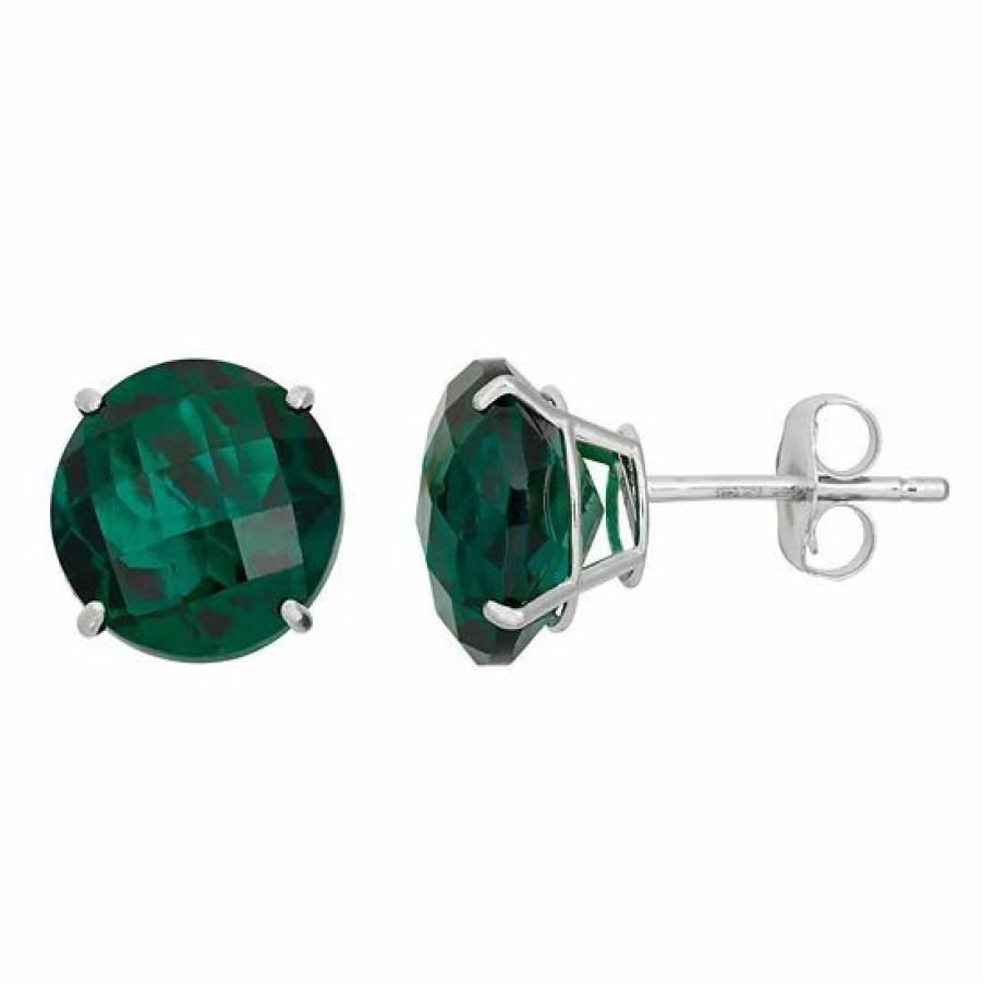 * Designs By Gioelli Lab-Created Emerald 10K White Gold Stud Earrings | Jewelry