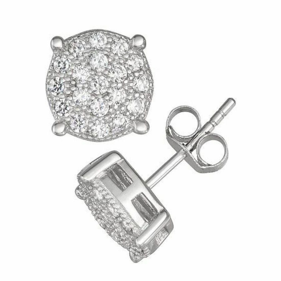 * Designs By Gioelli Men'S Sterling Silver Cubic Zirconia Round Stud Earrings | Jewelry