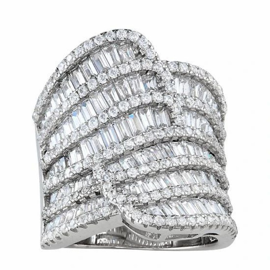 * Designs By Gioelli Sterling Silver Cubic Zirconia Multi-Row Ring | Jewelry