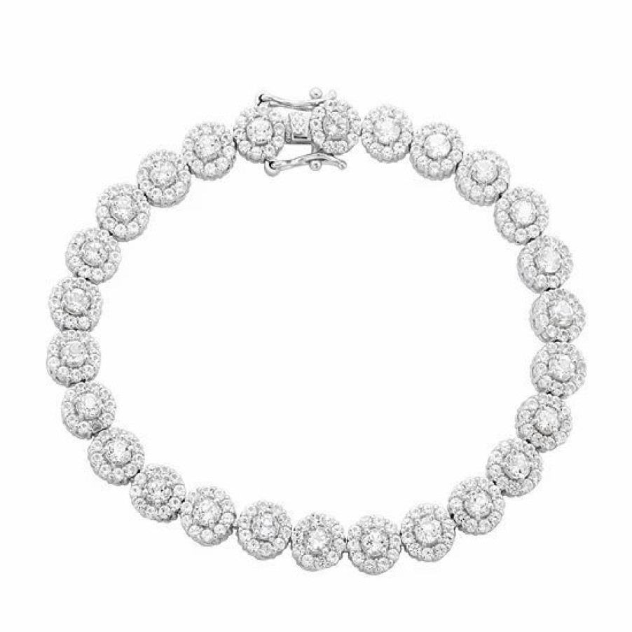 * Designs By Gioelli Sterling Silver Lab-Created White Sapphire Flower Bracelet | Jewelry