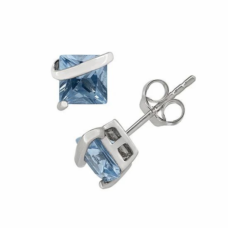 * Designs By Gioelli Lab-Created Aquamarine Sterling Silver Stud Earrings | Jewelry