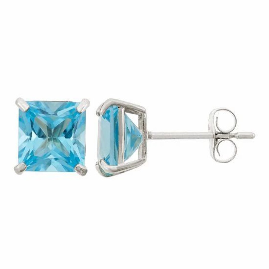 * Designs By Gioelli Swiss Blue Topaz 10K White Gold Stud Earrings | Jewelry