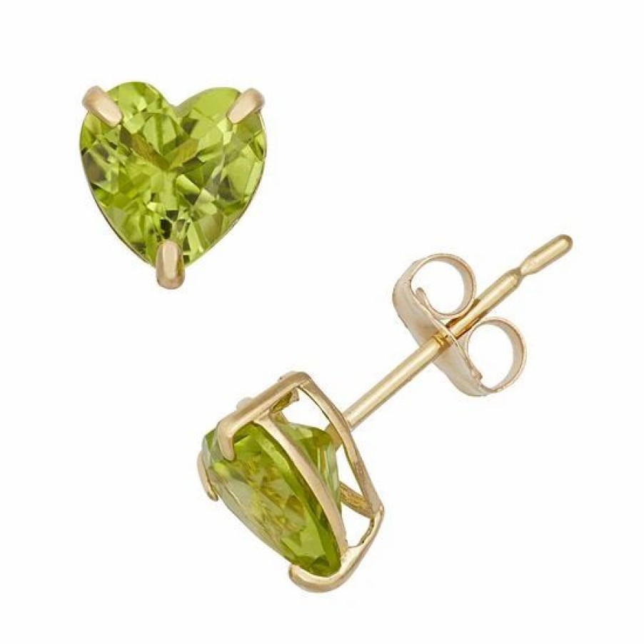 * Designs By Gioelli Peridot 10K Gold Heart Stud Earrings | Jewelry