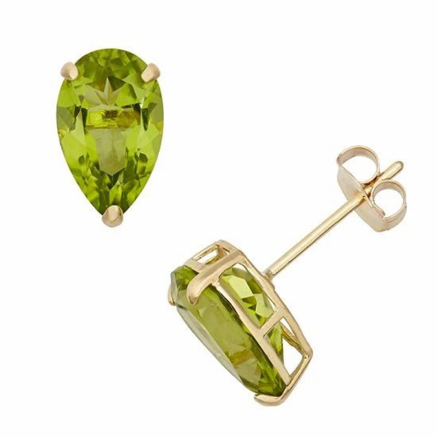 * Designs By Gioelli Peridot 10K Gold Teardrop Stud Earrings | Jewelry