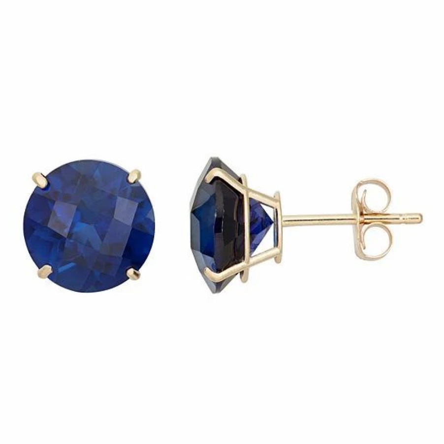 * Designs By Gioelli Lab-Created Sapphire 10K Gold Stud Earrings | Jewelry