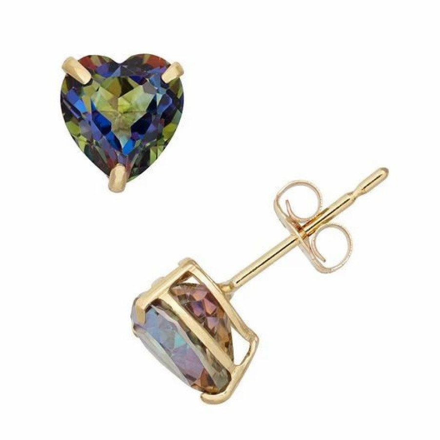 * Designs By Gioelli Mystic Topaz 10K Gold Heart Stud Earrings | Jewelry